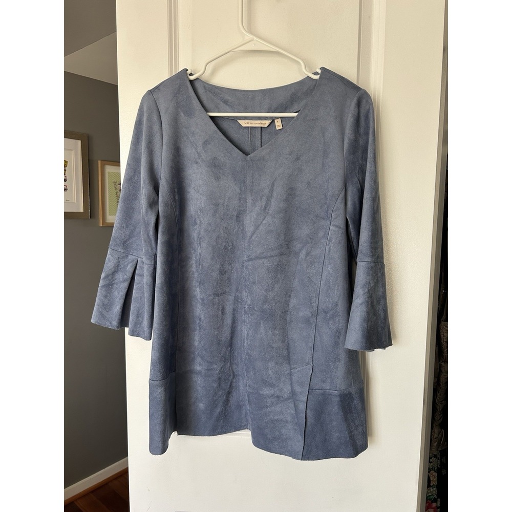 Soft Surroundings Izzy Faux Suede Tunic Top Periwinkle Blue Size Small